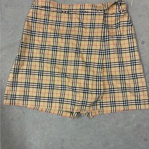 Burberry Golf Women's Tan Red Plaid Cotton Skort Skirt Shorts size 12